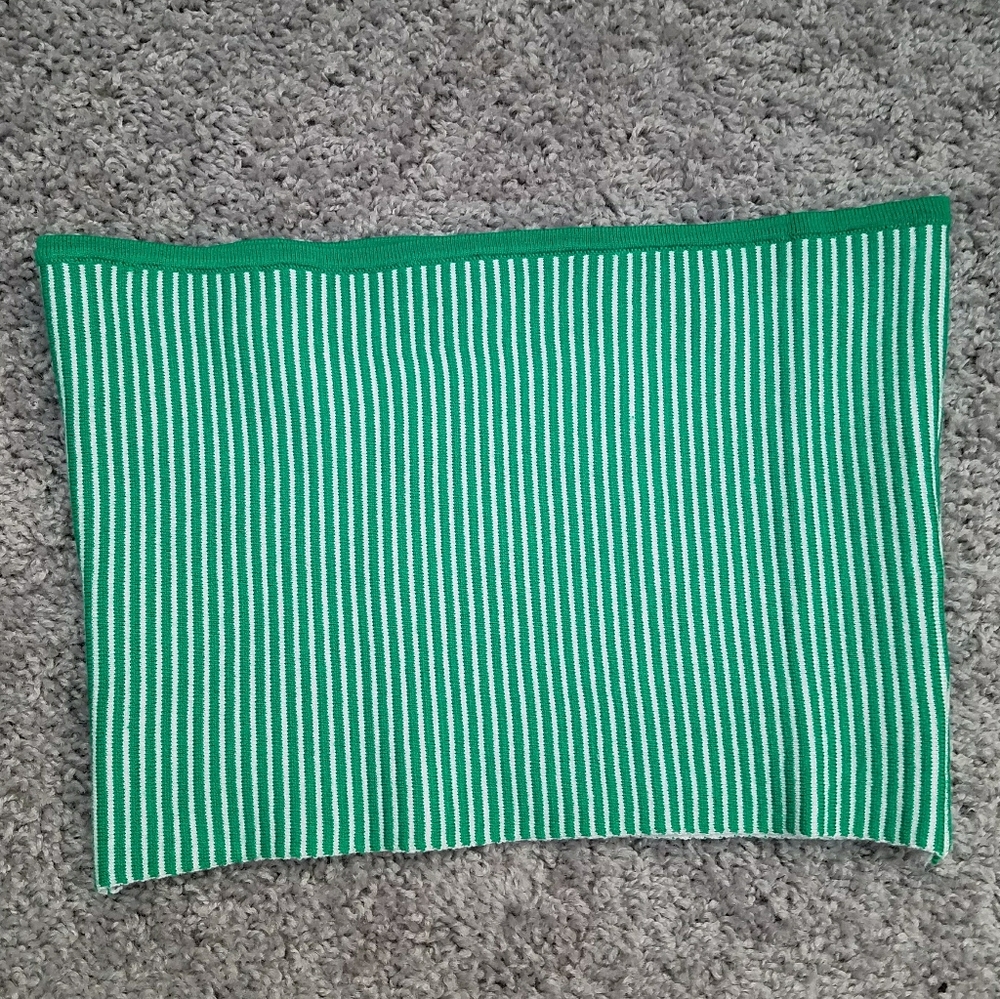 2pack Green & Blue White Striped Cropped Tube Top